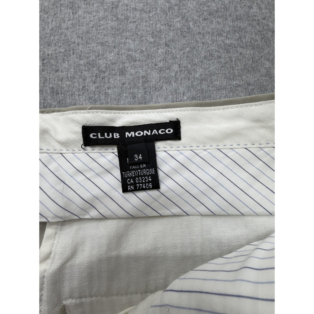 Club Monaco Pants Mens 34x32 Beige Chino Straight Leg Cotton Casual Business - Picture 6 of 9